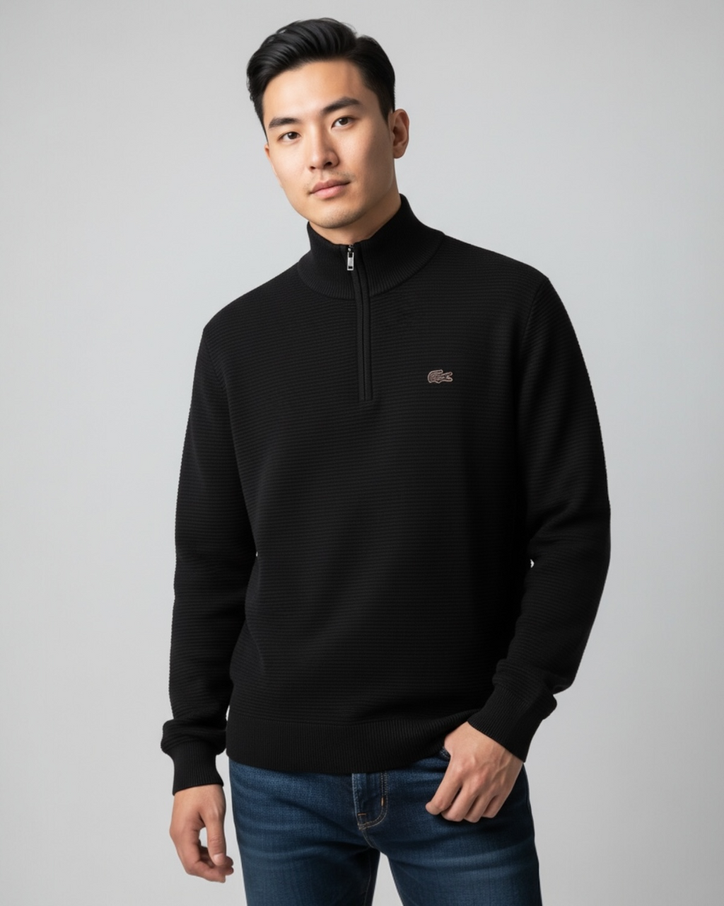 Premium Men's Loc. Mock Neck - Black