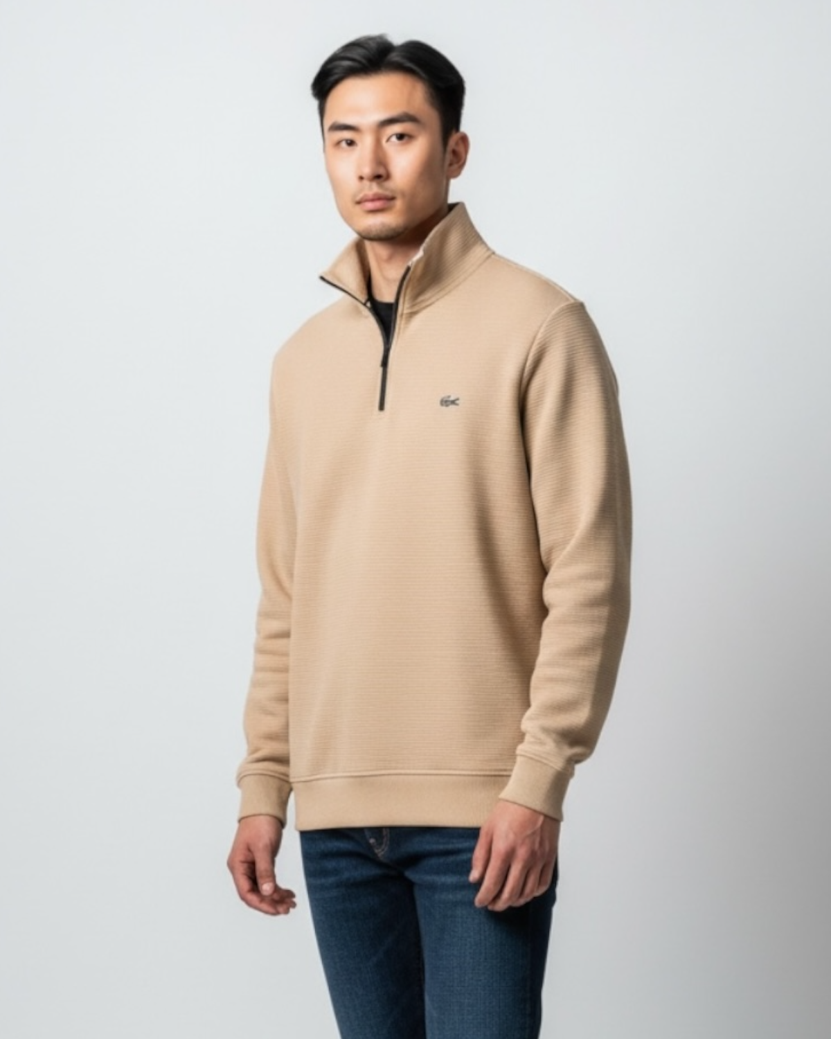 Premium Men's Loc. Mock Neck - Beige