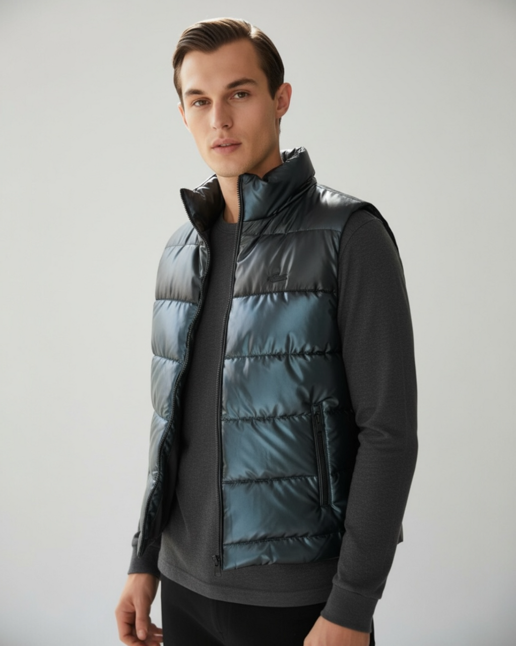 Men's Gossy Contrast Gillet - Black & Blue