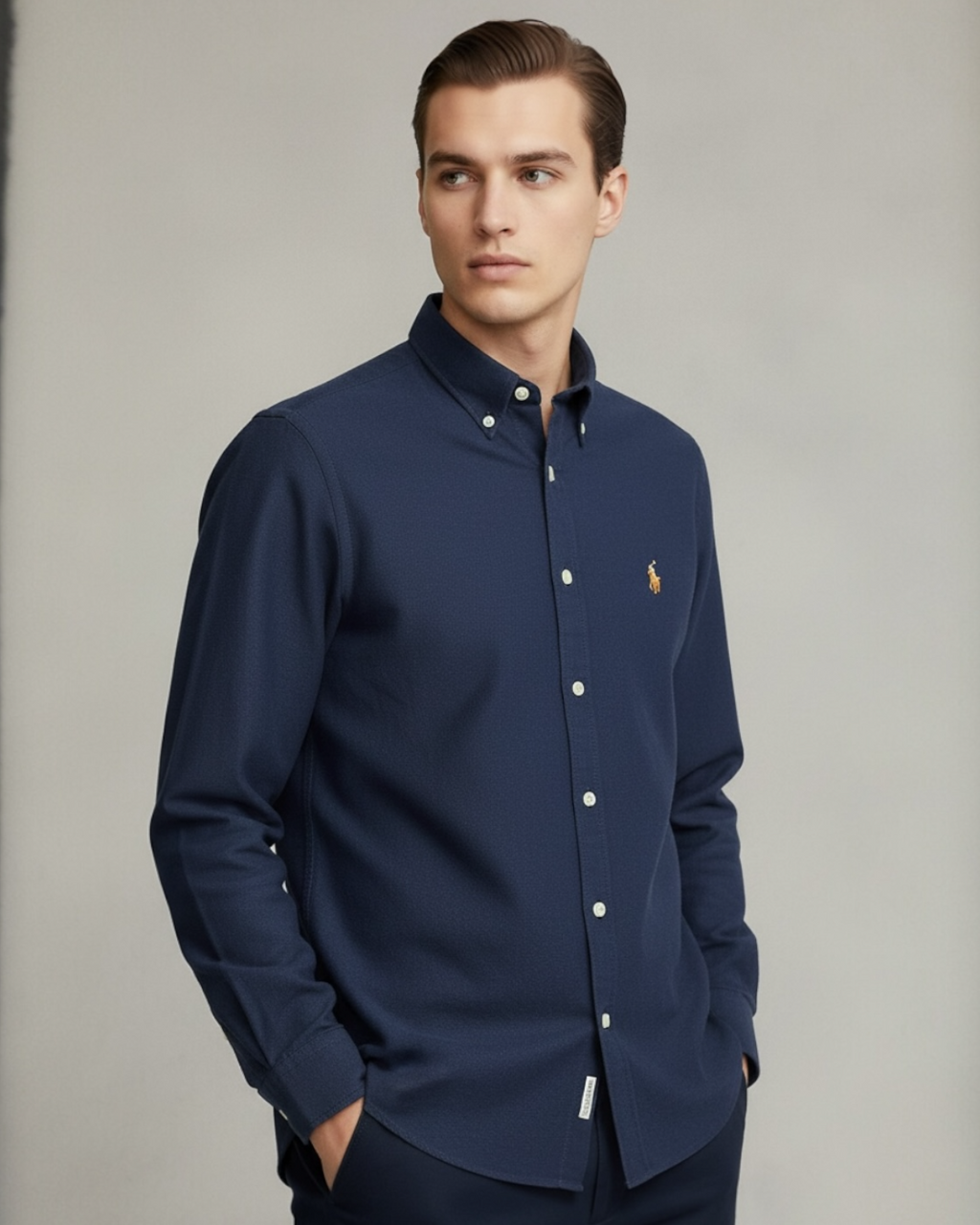 Premium Iconic Men Oxford Shirt - Dark Navy