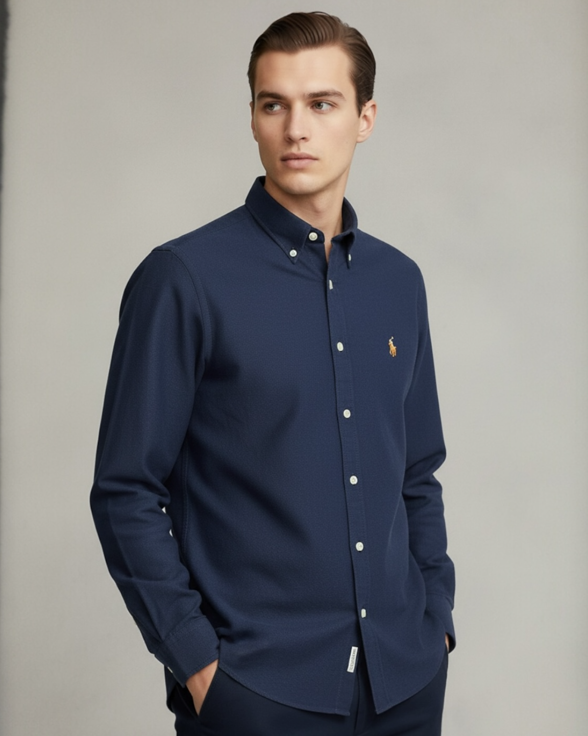 Premium Iconic Men Oxford Shirt - Dark Navy