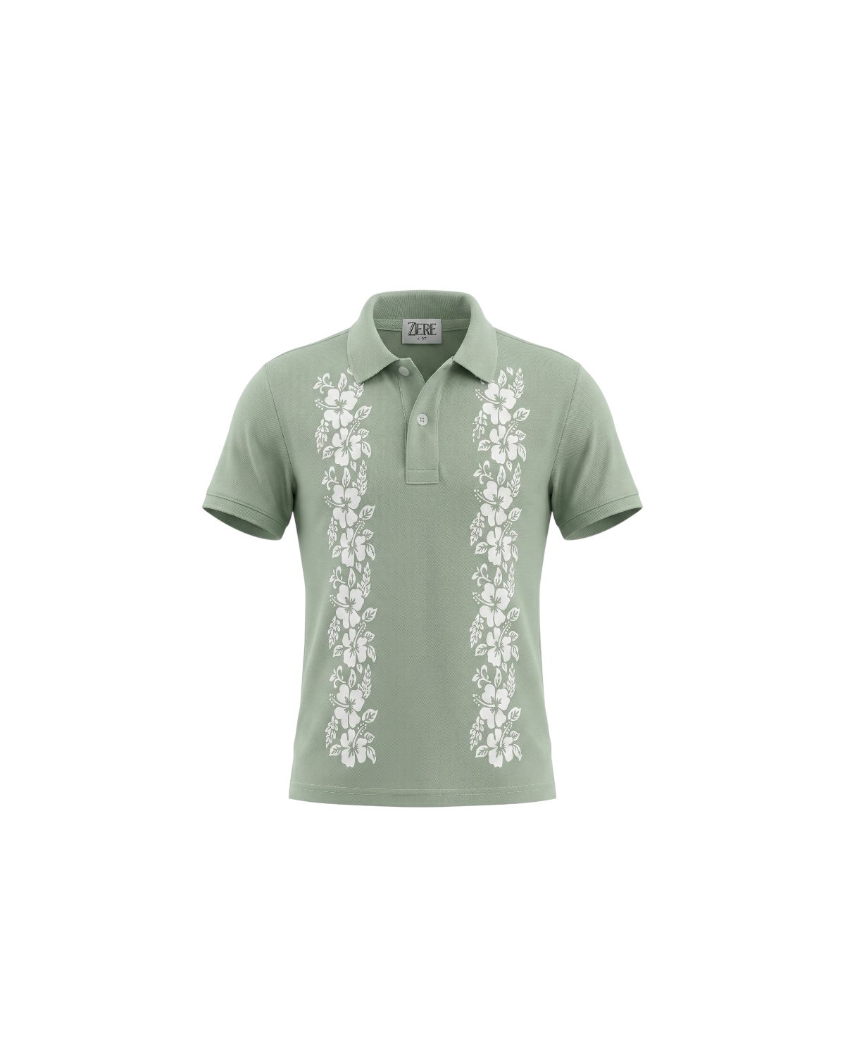 Kids Flowered Polo Shirt - C Green