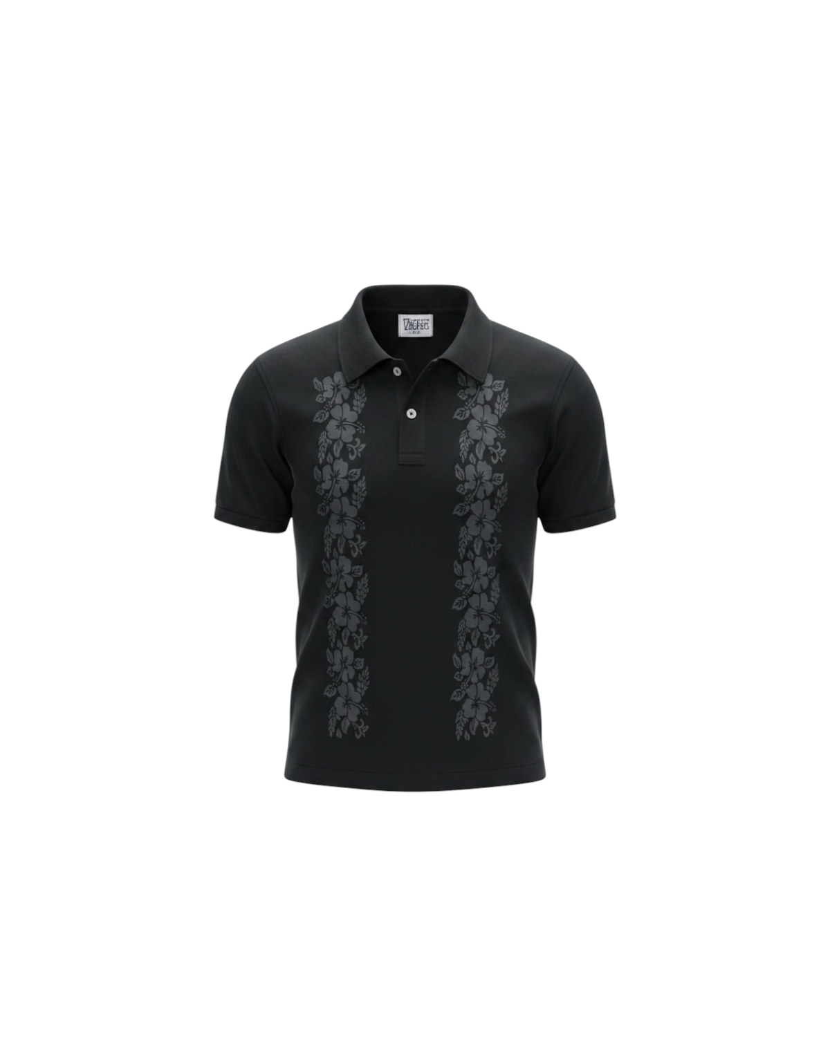 Kids Flowered Polo Shirt - Black