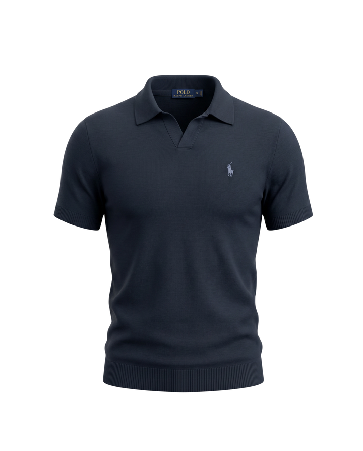 Exclusive Knitted Johny Collar Polo Shirt - Navy Blue