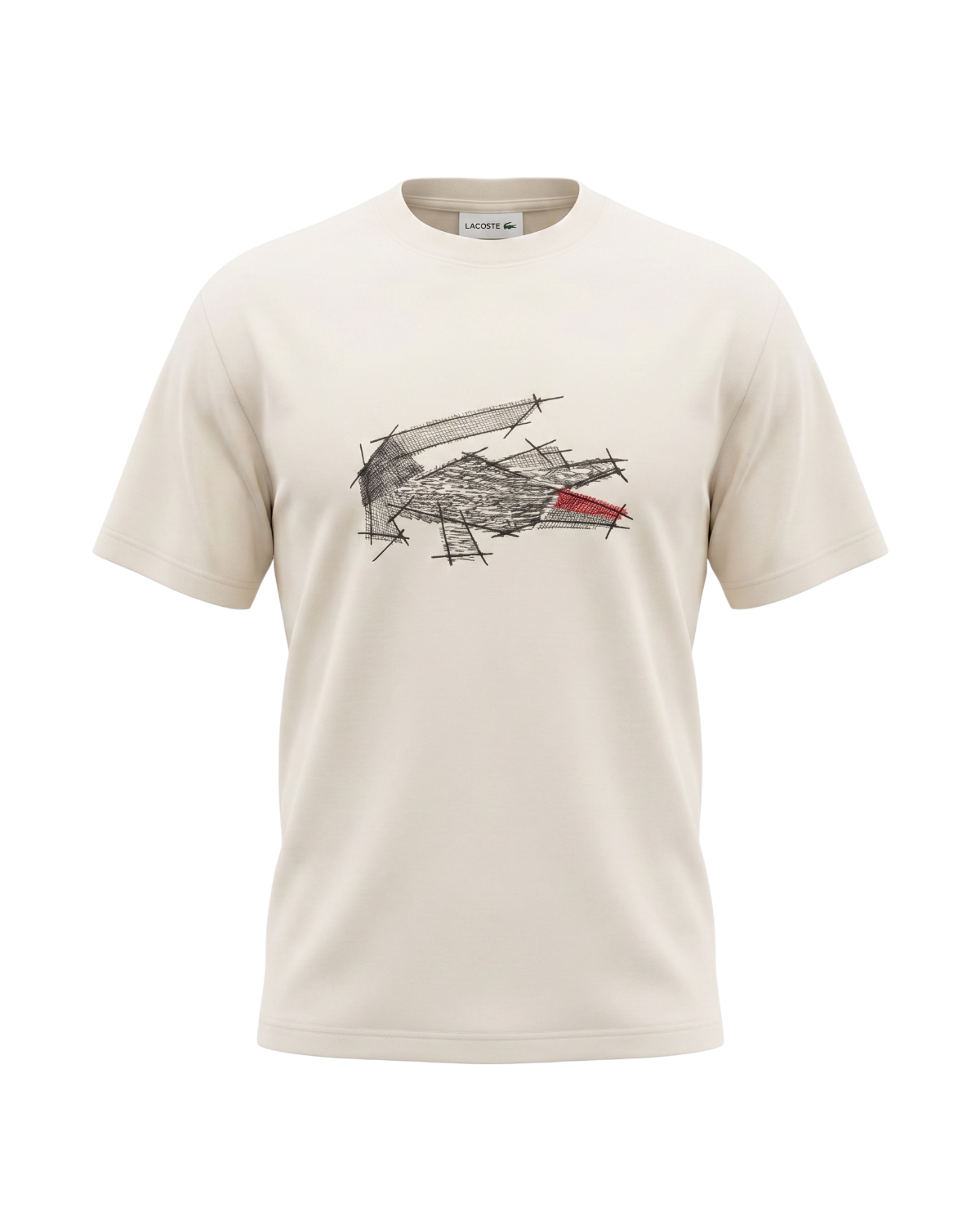 Men's Oversize Croc Lac. T Shirt - Off White