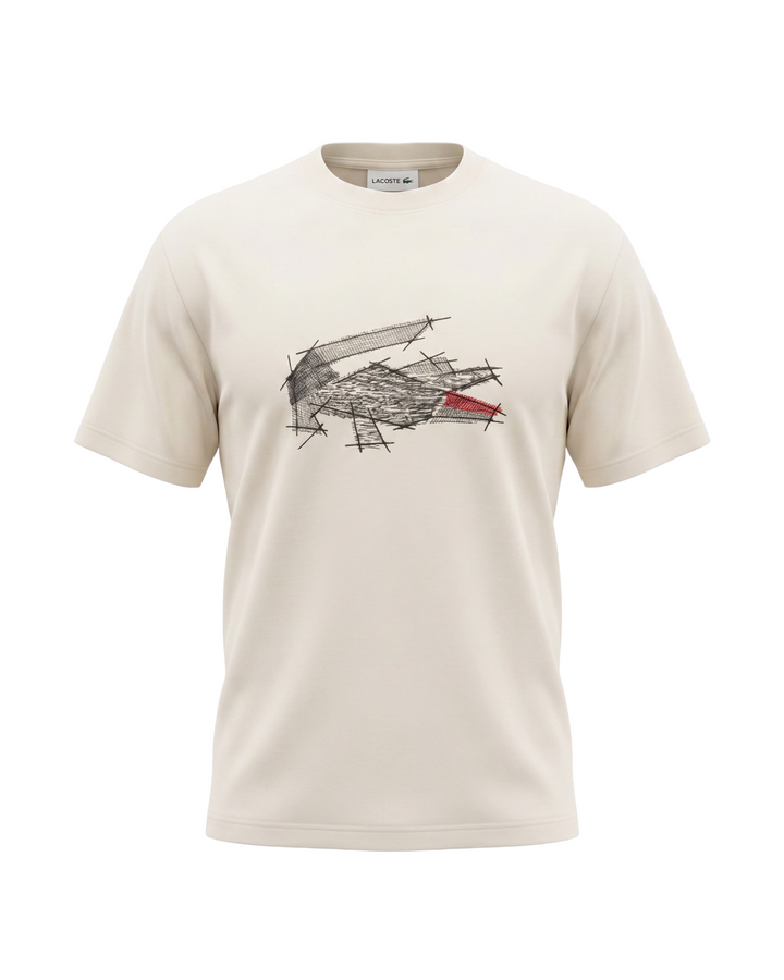 Men's Oversize Croc Lac. T Shirt - Off White