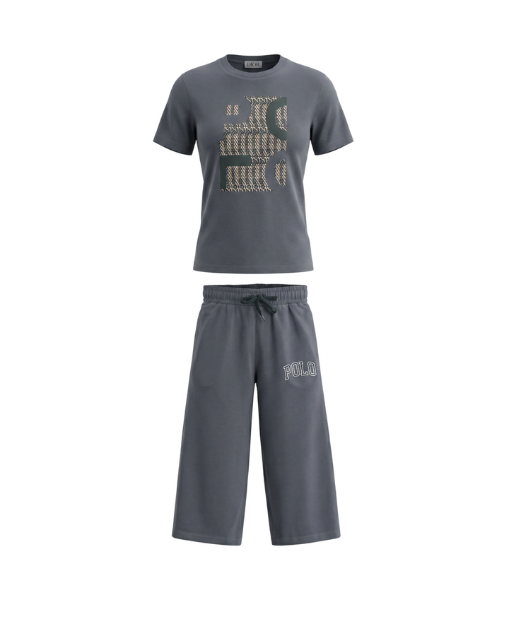 Kids Polo Tracksuit Set - Grey