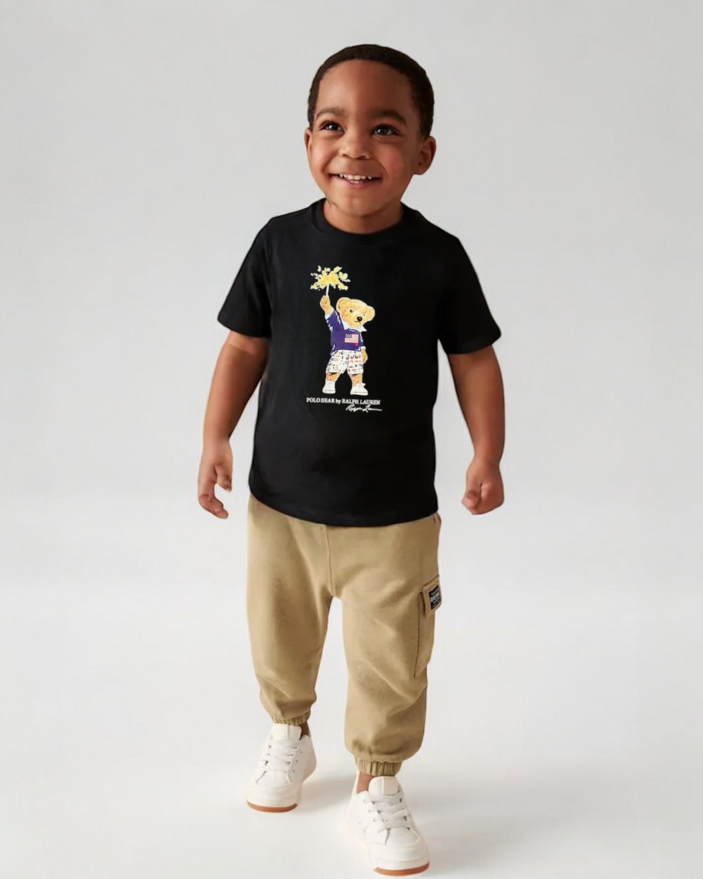 Exclusive Kids Flowes Bear Tee - Black