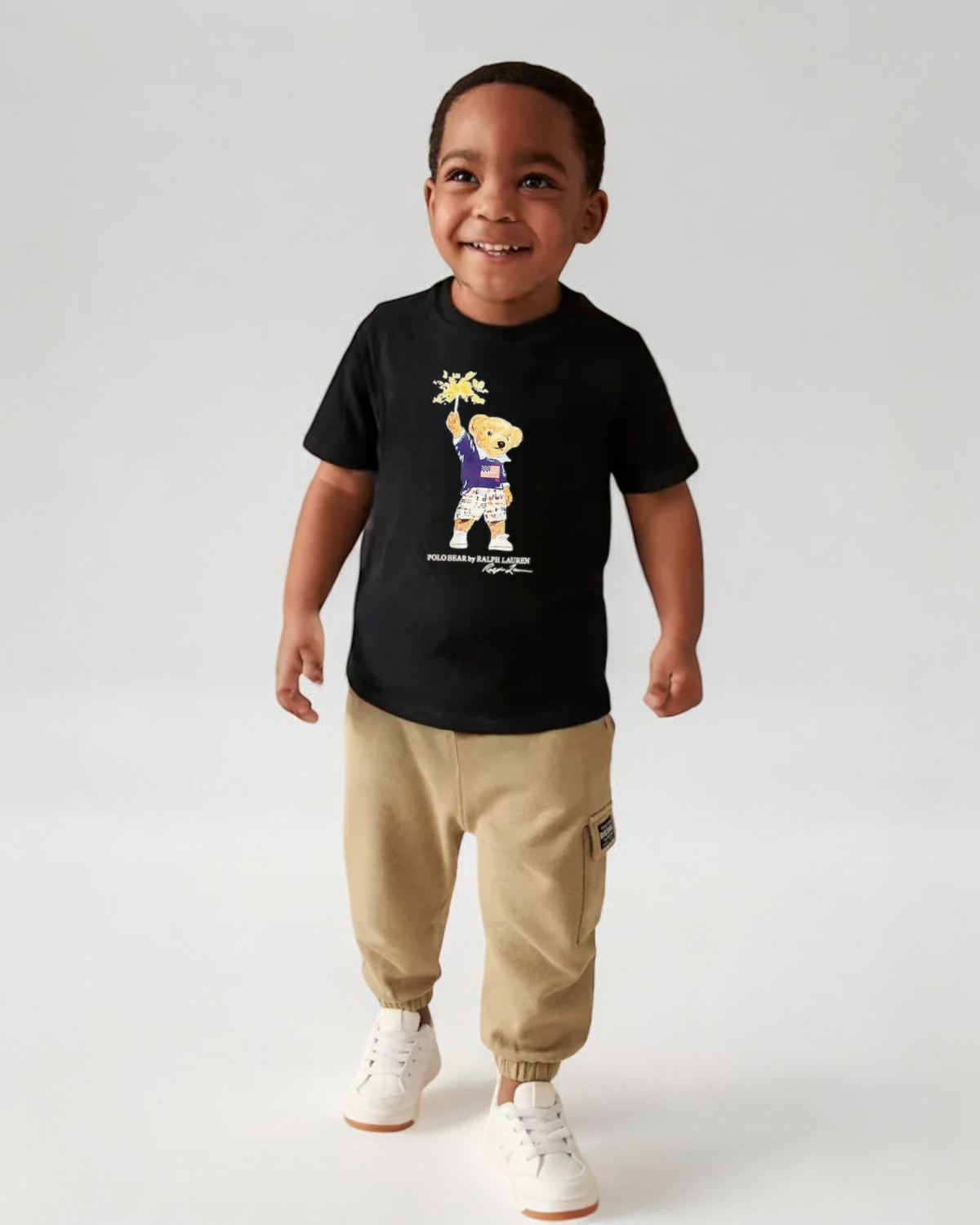 Exclusive Kids Flowes Bear Tee - Black