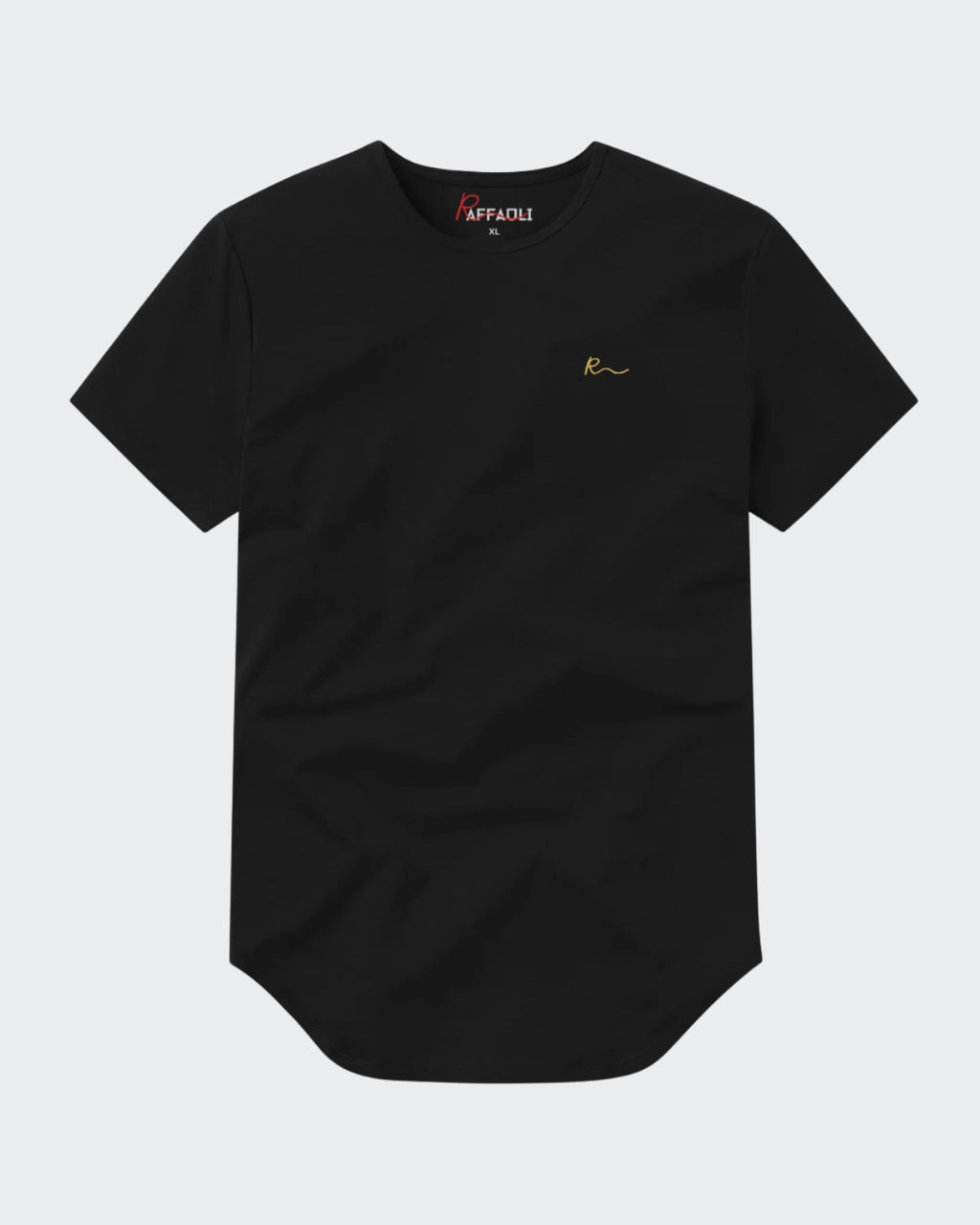 Premium Raffaulli Men's Curved Hem T-Shirt - Black