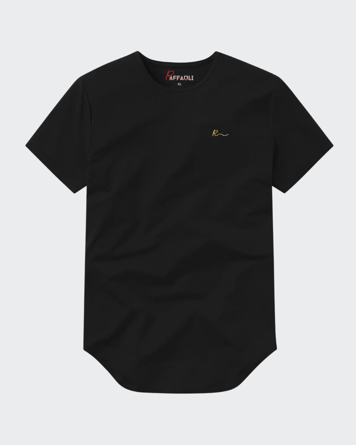 Premium Raffaulli Men's Curved Hem T-Shirt - Black
