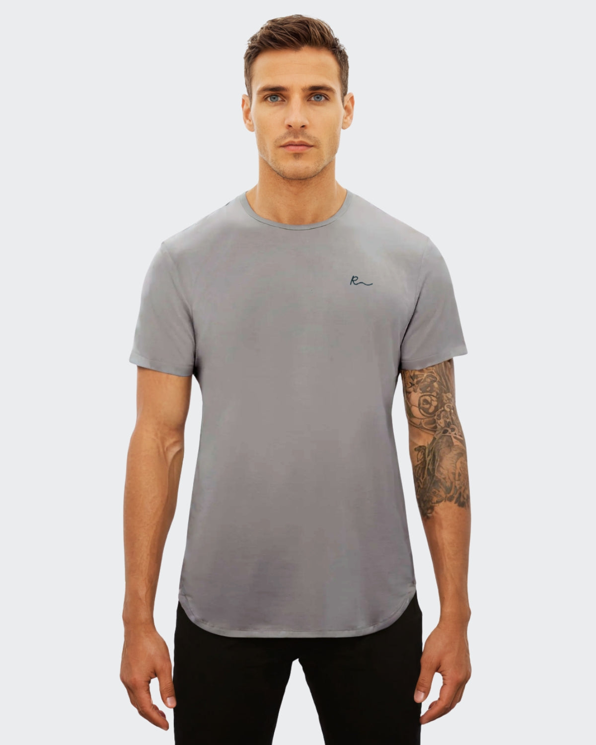 Premium Raffaulli Men's Curved Hem T-Shirt - Grey