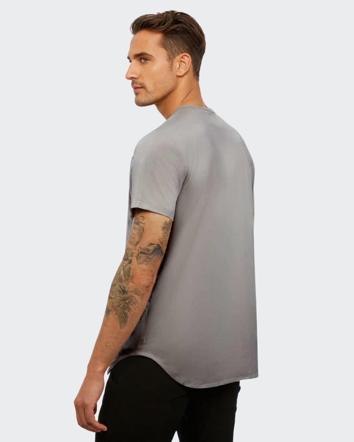 Premium Raffaulli Men's Curved Hem T-Shirt - Grey