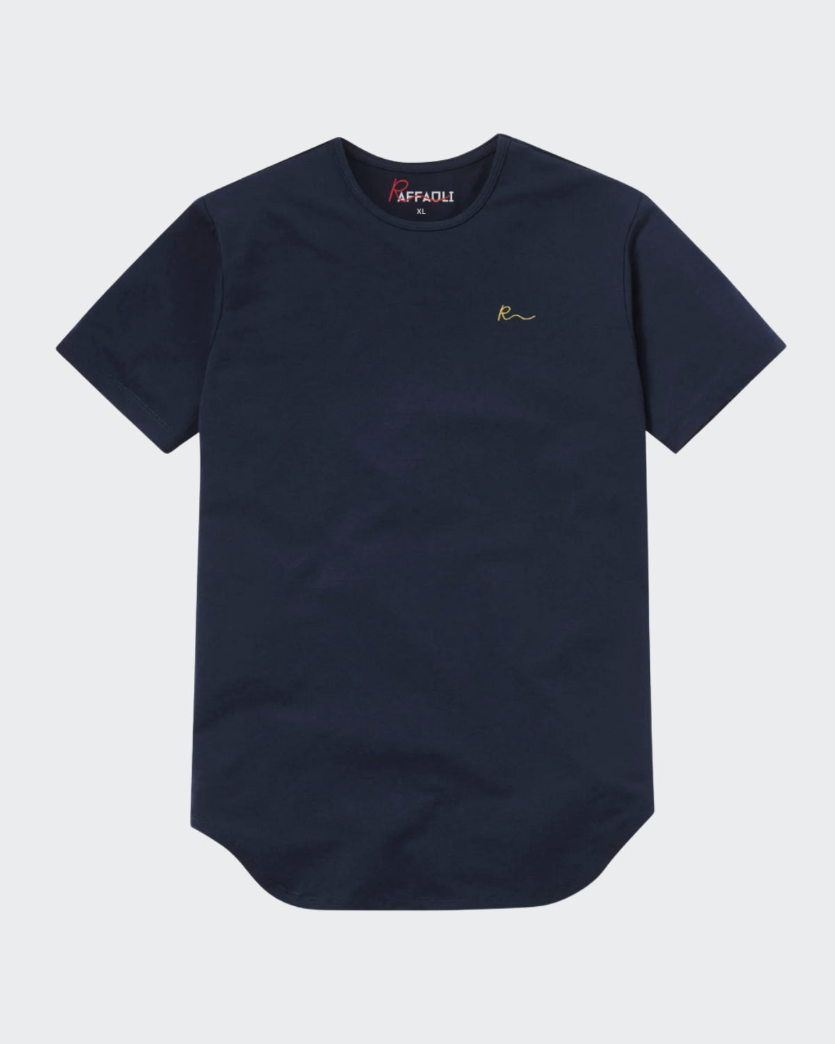 Premium Raffaulli Men's Curved Hem T-Shirt - Navy Blue