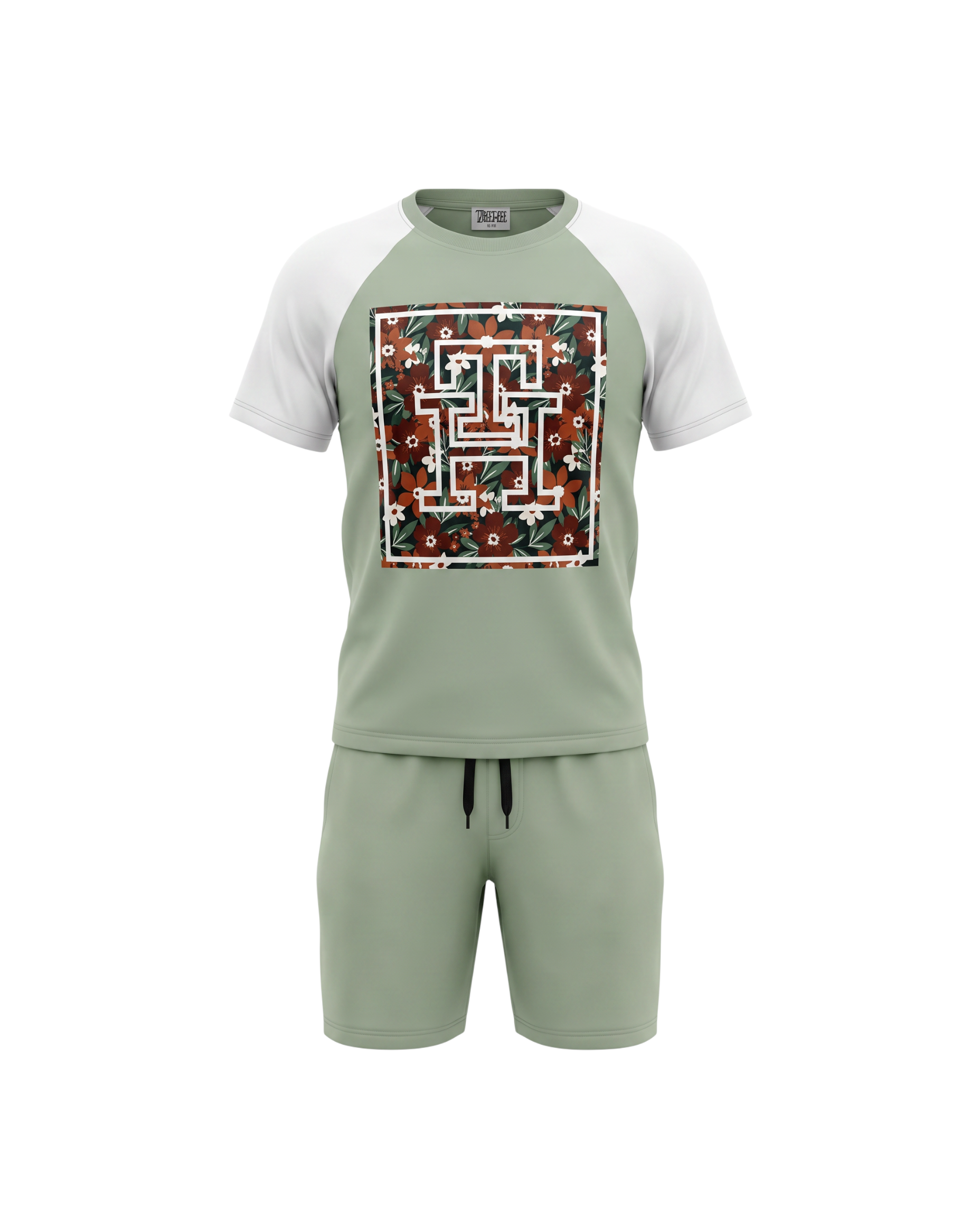 Kids TH Flowered Tracksuit Set - Olive Green