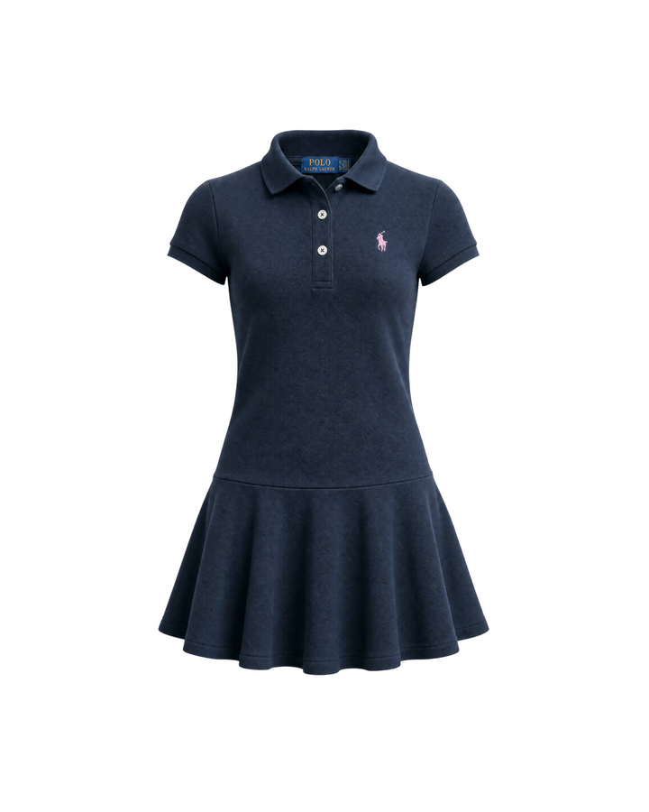 Baby Girl Iconic Polo Dress - Navy Blue