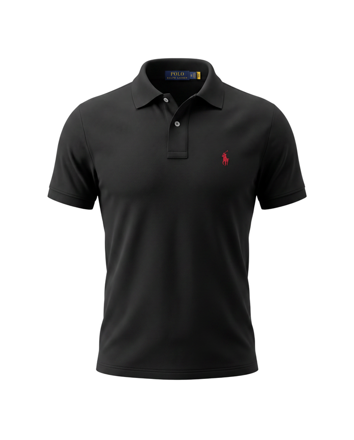 Men's Modal Iconic Red Pony Polo Shirt - Black