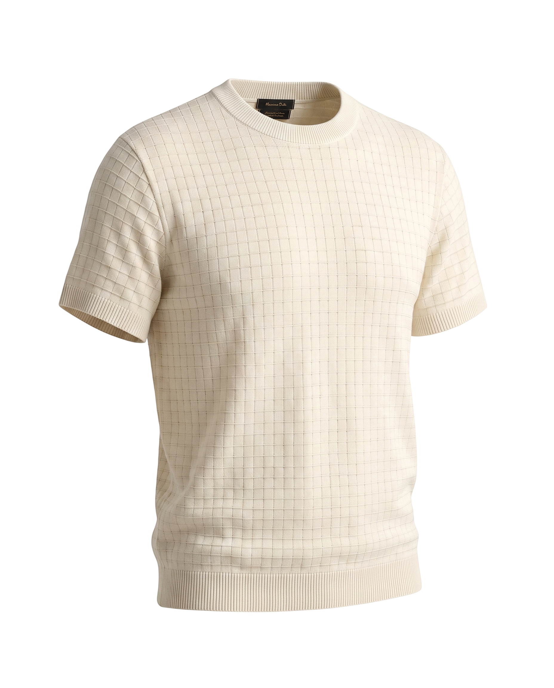 Men's Knitted Crew Neck T Shirt - Off White