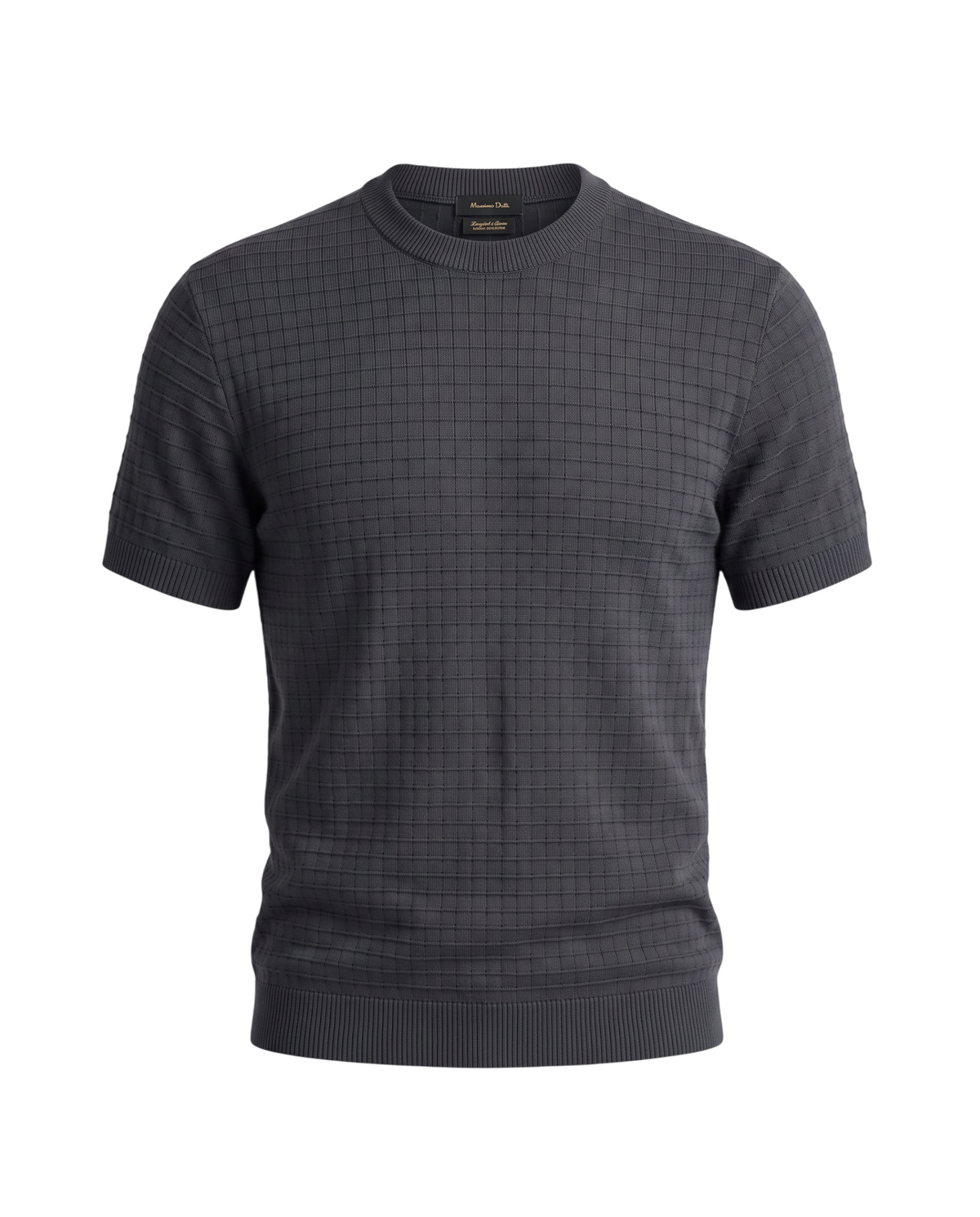 Men's Knitted Crew Neck T Shirt - Grey