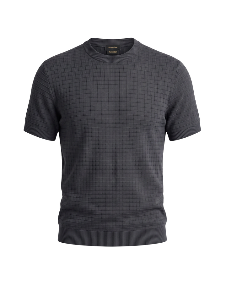 Men's Knitted Crew Neck T Shirt - Grey