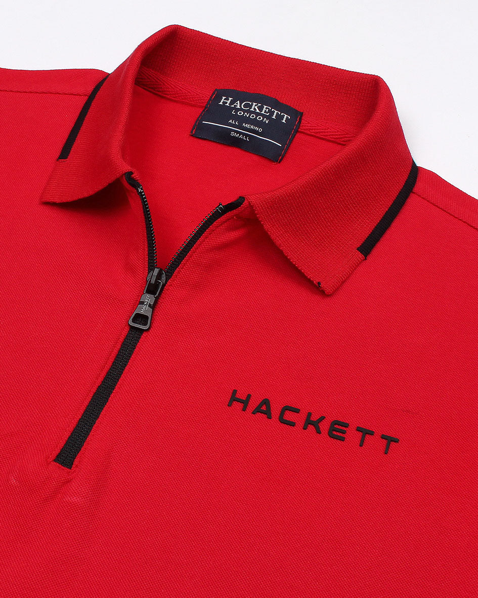 Premium HKT Zip Polo Shirt - Red